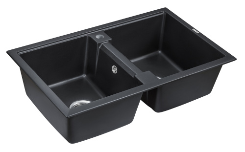 Мойка кухонная Paulmark TANDEM 80/2 PM238150-BLM 81х50 черный металлик - фото 2